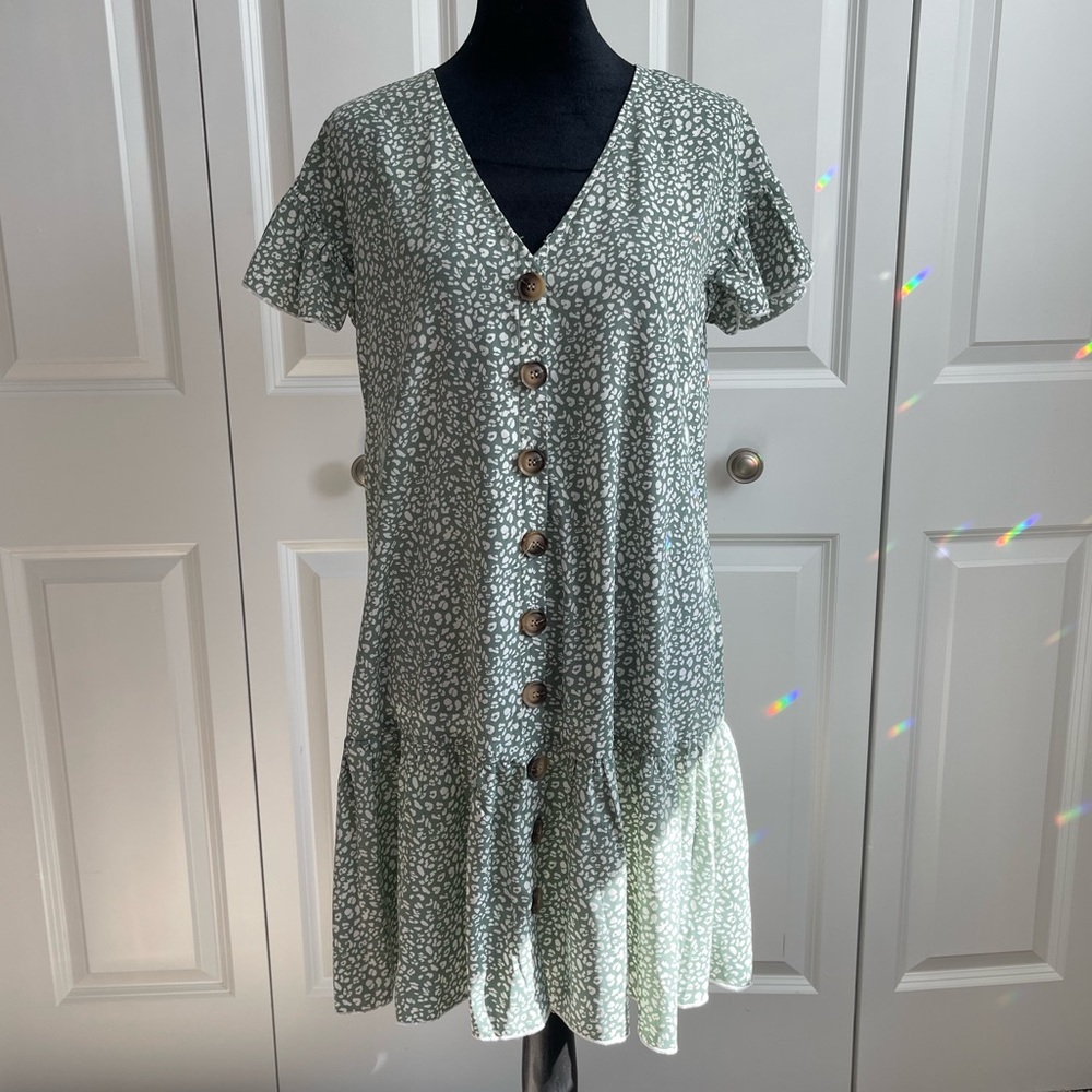 Shein Jade Leopard Drop Waist Shift Dress